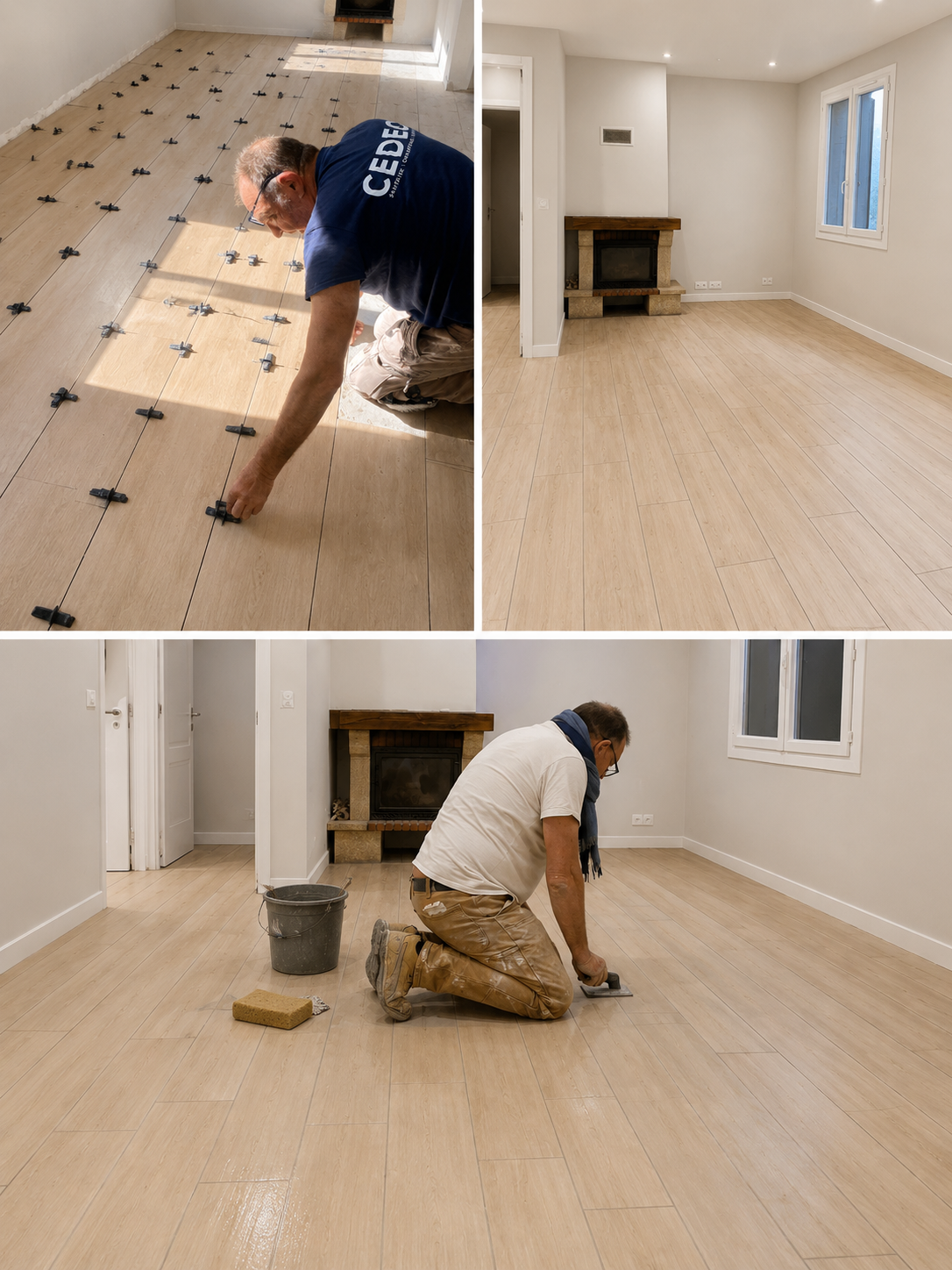 Pose de carrelage imitation bois dans une maison moderne à Toulouse